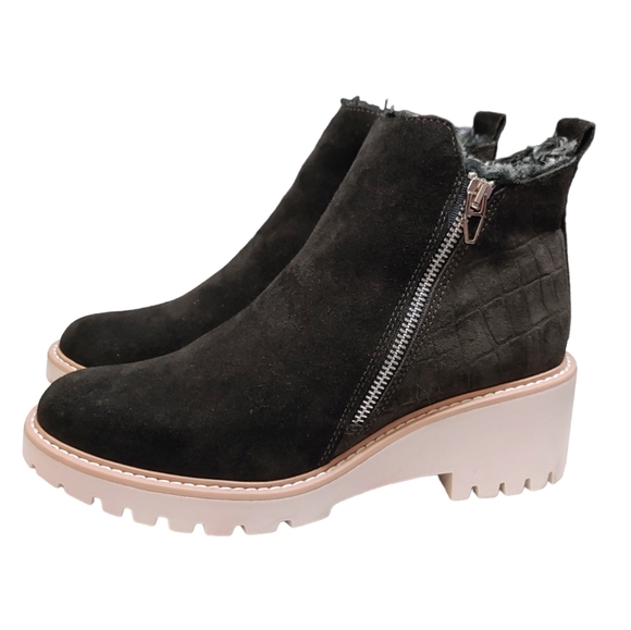 Dolce Vita Hollyn Black Suede Alligator Heel Ankle Booties Women's Size 8.5 - Picture 3 of 8